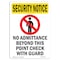 Signmission OSHA Security Sign, 10" Height, No Admittance Beyond, Portrait, SN-D-V-11710 OS-SN-D-710-V-11710 - alternate 1